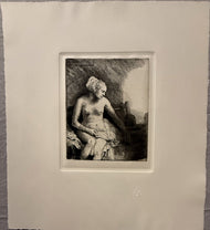 Amand-Durand after Rembrandt — Seated Naked Woman with a Hat Beside Her